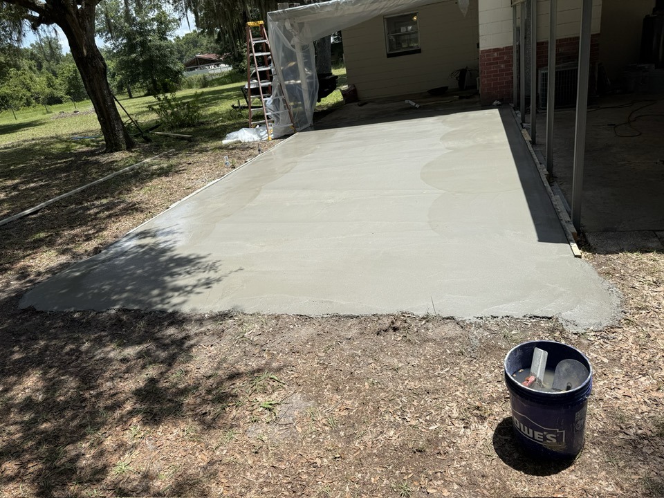 Fresh concrete driveway